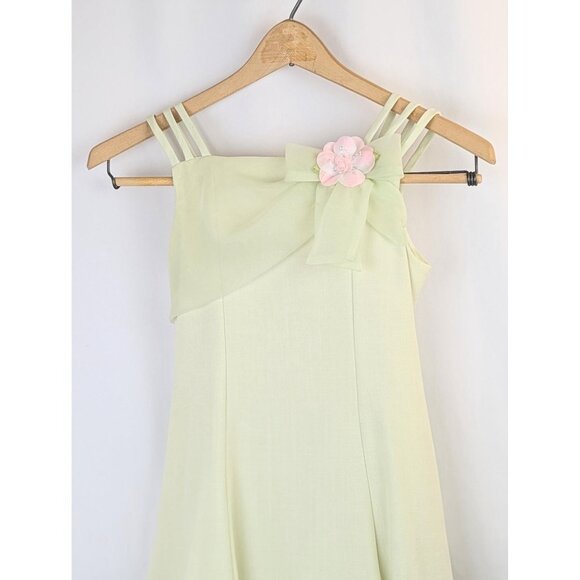 Vtg 1990s Girls Size 8 Mint Green Formal Crinoline Dress Flower Girl Graduation - Picture 4 of 7